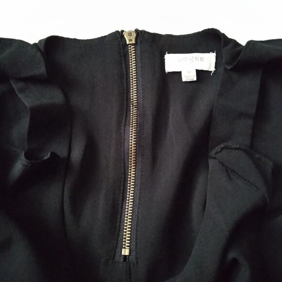 Umgee Black Cold Shoulder Ruffle Sleeve Above Knee Shift Dress Women's Medium - Picture 7 of 13